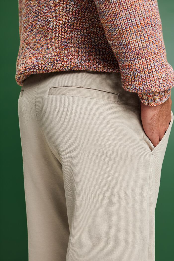 Pantaloni a maglia in jersey piqué, BEIGE, detail image number 4