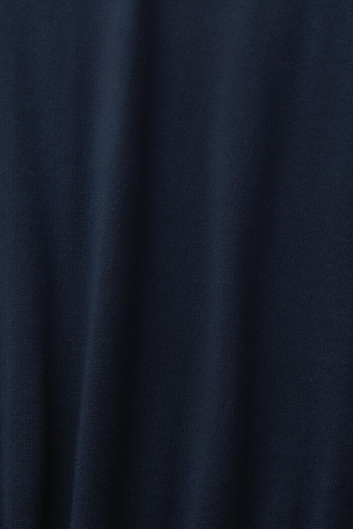Pullover con colletto stile polo in lana merino, NAVY, detail image number 4