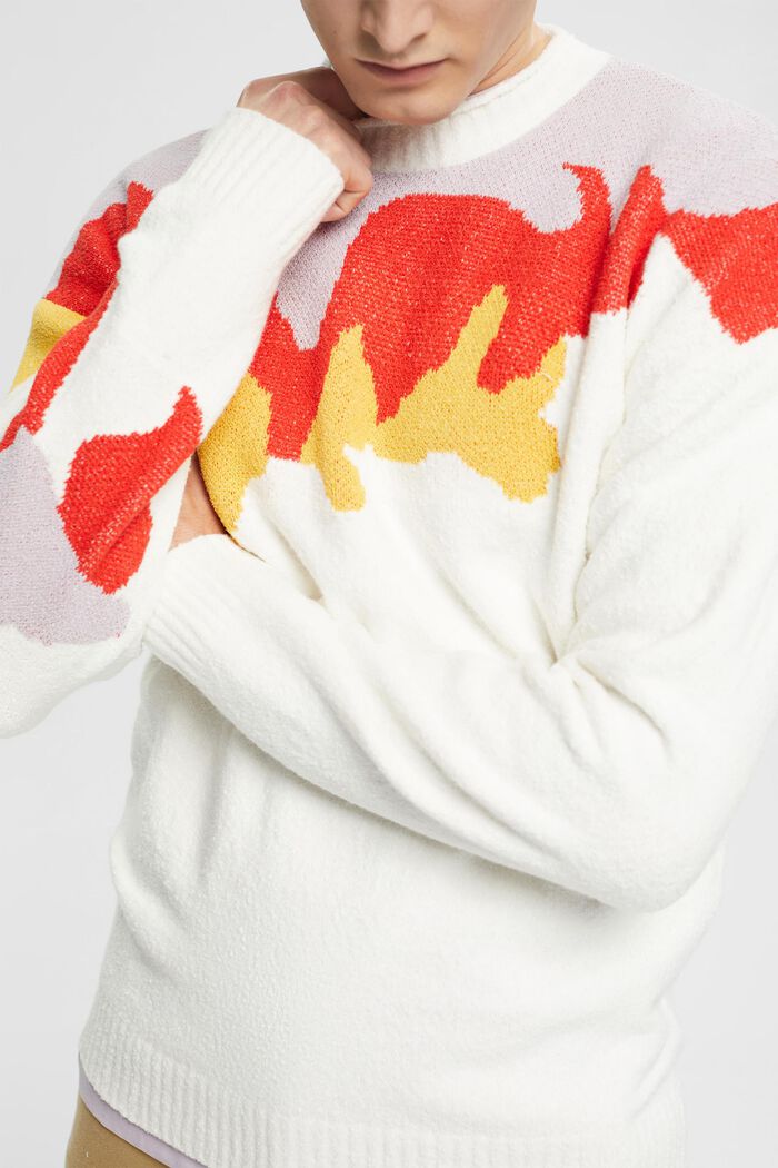 Pullover in maglia multicolore, OFF WHITE, detail image number 2