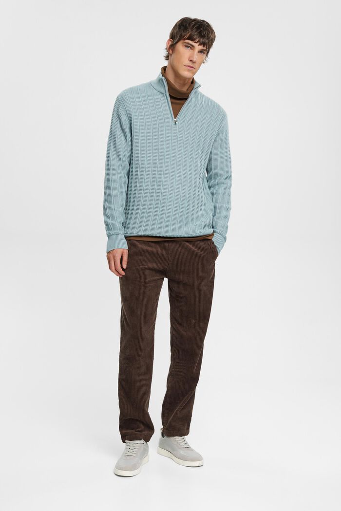 Pullover in maglia larga con zip di media lunghezza, GREY BLUE, detail image number 5