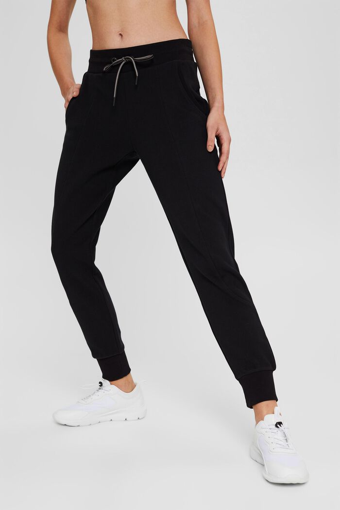 Pantaloni jogger, misto cotone, BLACK, detail image number 0