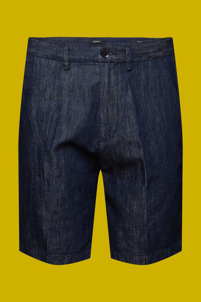 Pantaloncini chino in lino e cotone, BLUE BLACK, detail image number 9