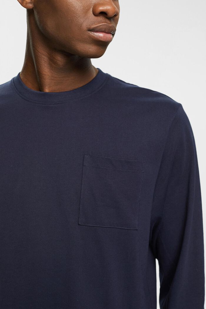 Maglia a maniche lunghe in jersey, 100% cotone, NAVY, detail image number 0