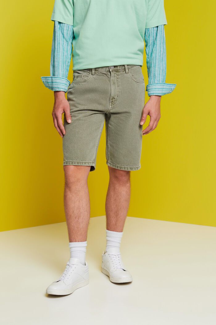 Shorts in denim colorato, GREEN, detail image number 0