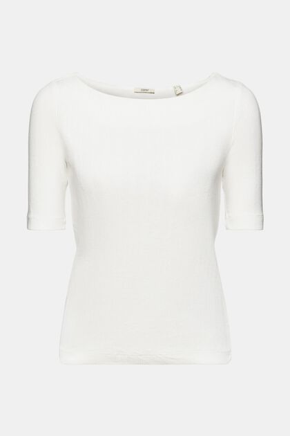 T-shirt a coste pointelle, OFF WHITE, overview