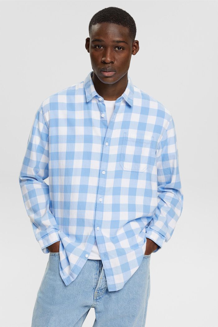Camicia di flanella a quadri vichy, realizzata in cotone sostenibile, BRIGHT BLUE, detail image number 0