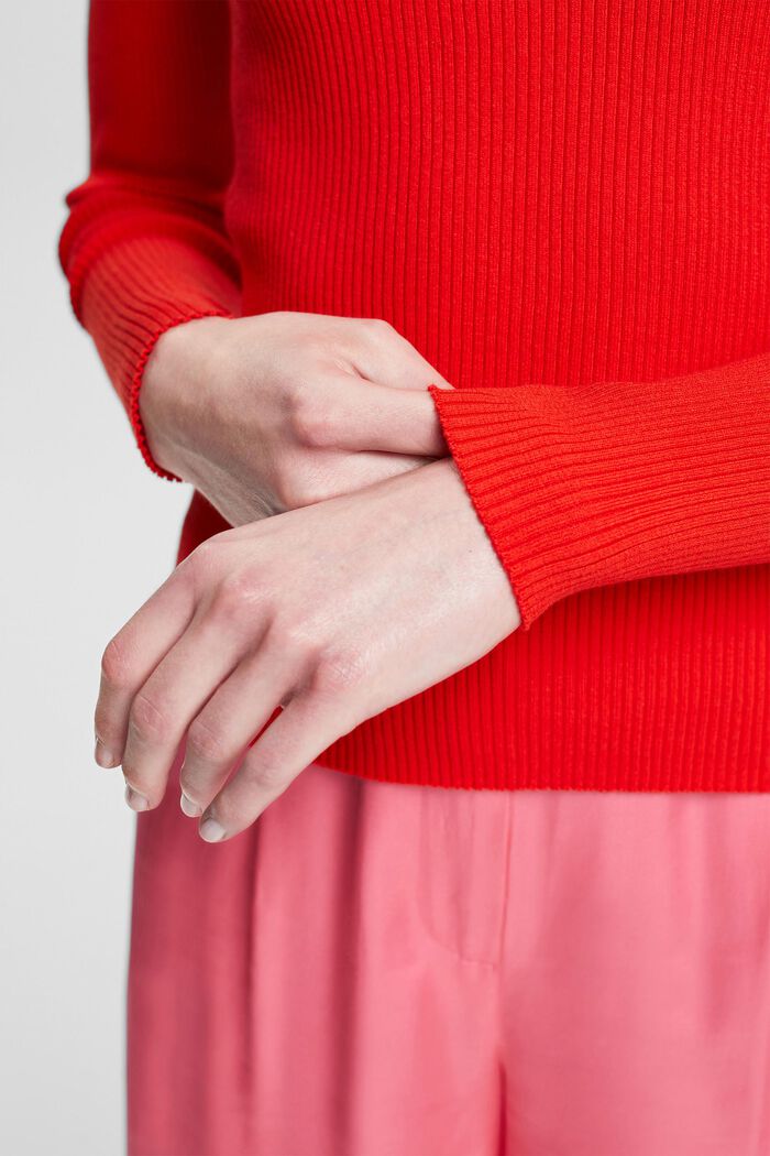 Pullover con effetto a coste, RED, detail image number 0