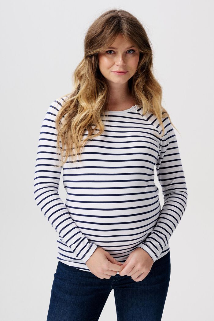 MATERNITY t-shirt a righe in misto cotone bio, DARK NAVY, detail image number 0