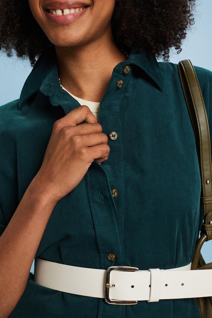 Camicia blusata oversize in velluto, EMERALD GREEN, detail image number 3