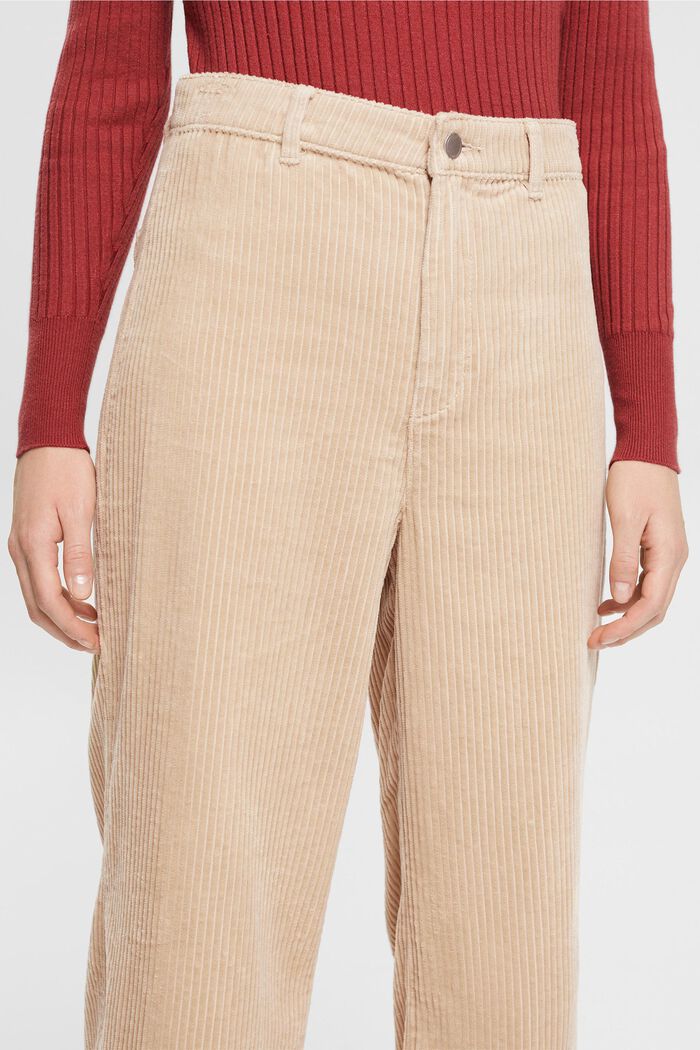Pantaloni in velluto cropped a gamba larga, BEIGE, detail image number 0