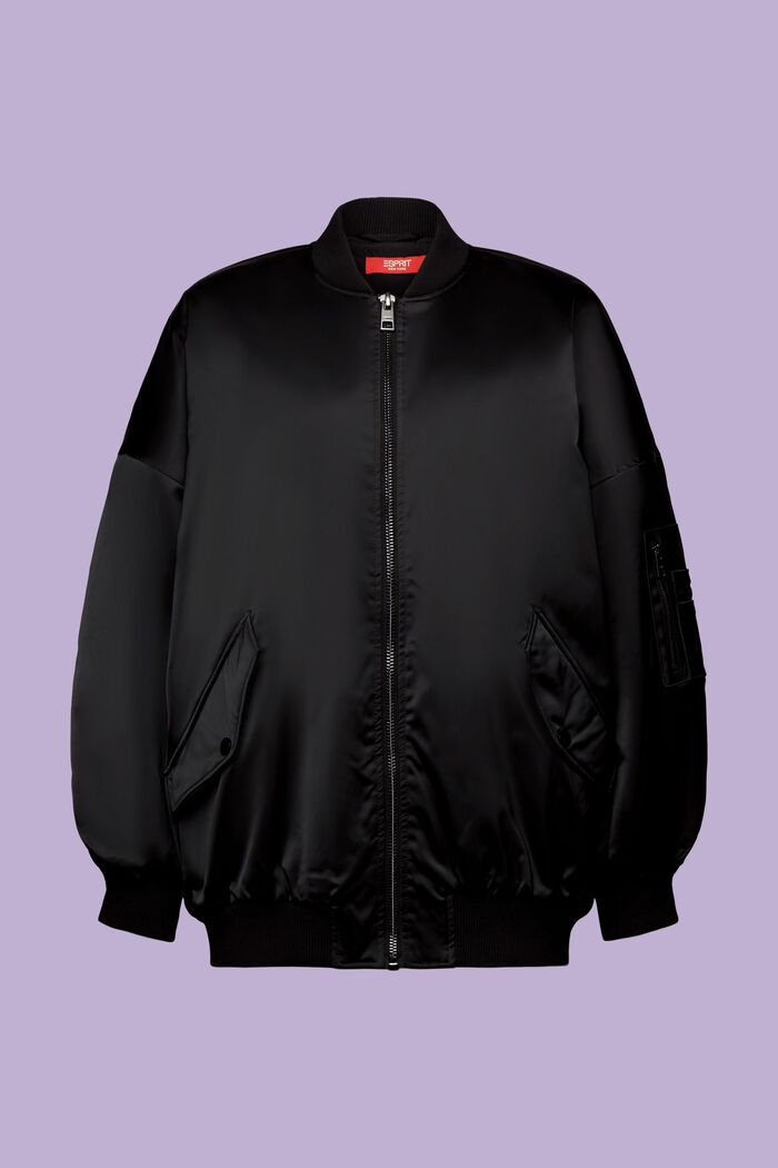 Giacca bomber in raso, BLACK, detail image number 7
