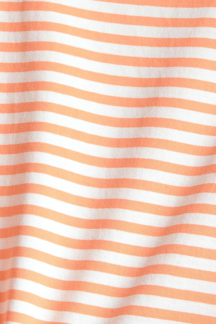 T-shirt a righe in cotone biologico, CORAL ORANGE, detail image number 4