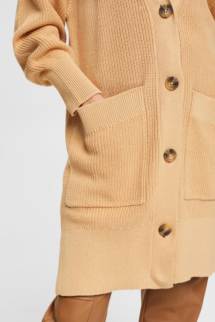 Cardigan lungo in maglia, SAND, detail image number 0