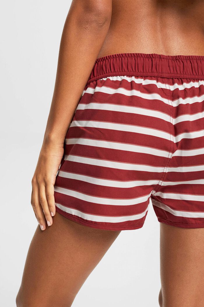 Shorts da spiaggia a righe, DARK RED, detail image number 3