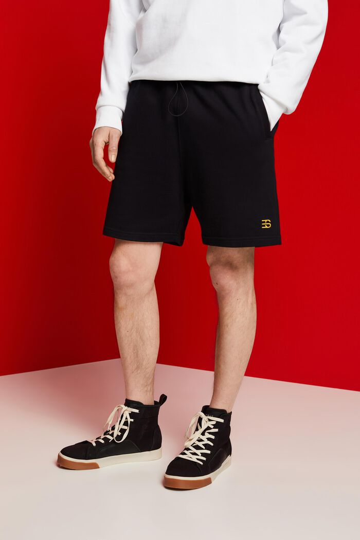 Pantaloncini felpati, 100% cotone, BLACK, detail image number 0