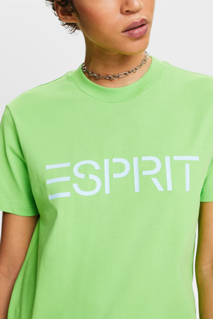 T-shirt in cotone a girocollo con logo, CITRUS GREEN, detail image number 3