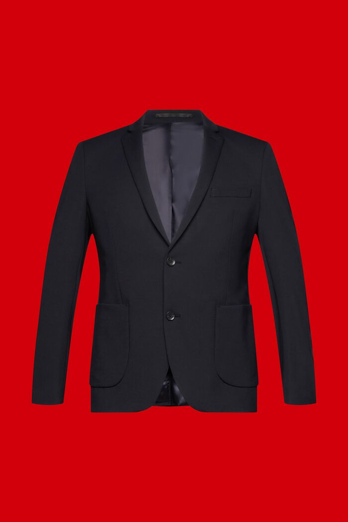 Blazer monopetto in jersey di cotone piqué, BLACK, detail image number 5