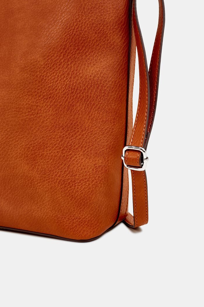 Vegan: borsa a sacchetto in similpelle, RUST BROWN, detail image number 2