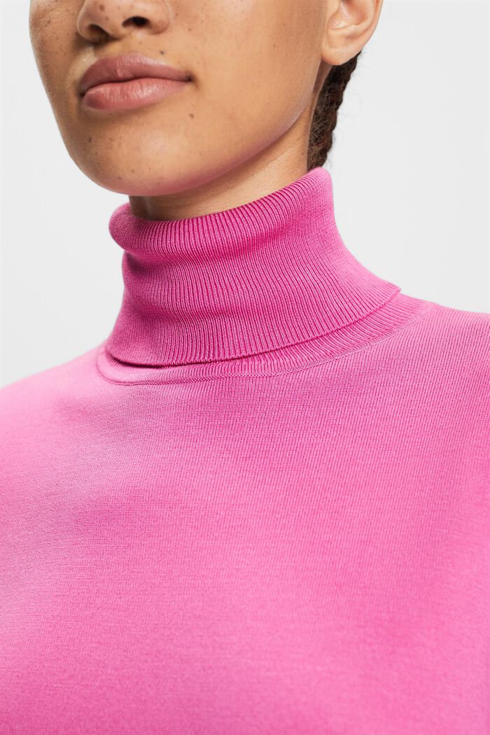Pullover basic con scollo a dolcevita, LENZING™ ECOVERO™, PINK FUCHSIA, detail image number 1