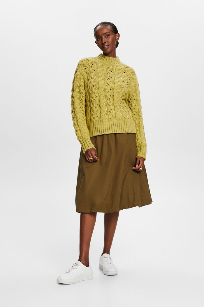 Pullover in misto lana in maglia intrecciata, PISTACHIO GREEN, detail image number 4