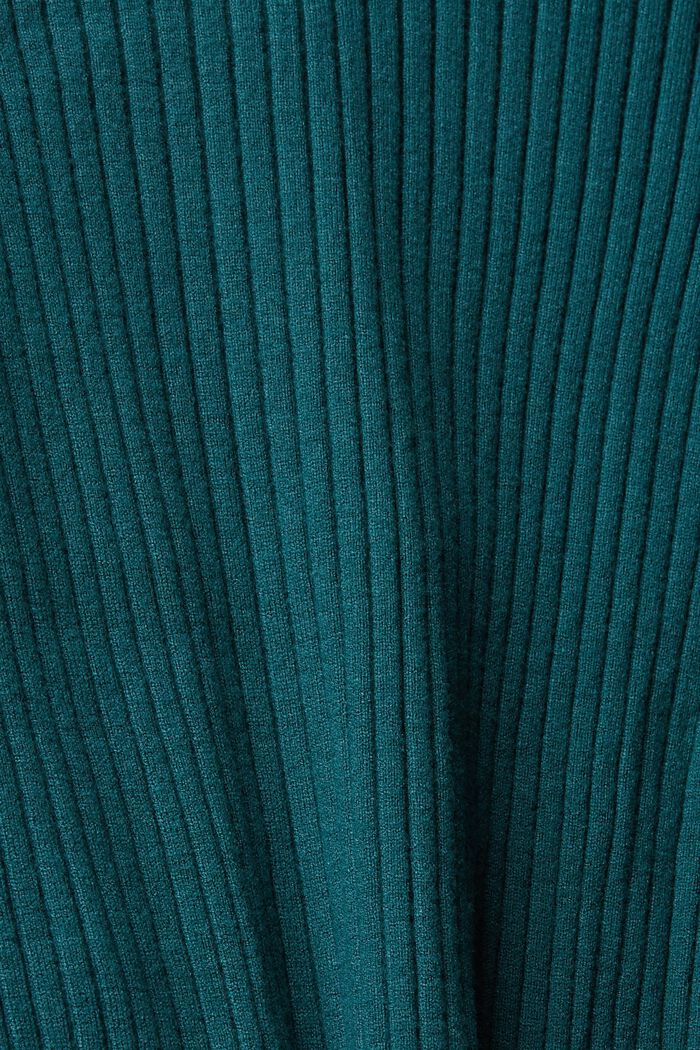 Pullover dolcevita in maglia a coste, TEAL GREEN, detail image number 4
