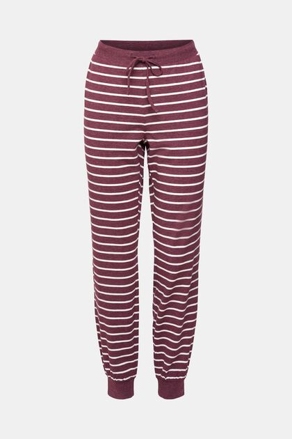 Pantaloni in jersey a righe, BORDEAUX RED, overview