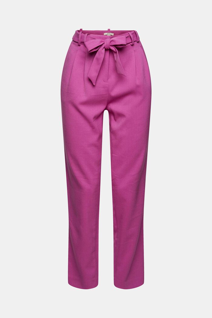 Pantaloni chino a vita alta con cintura, PINK FUCHSIA, detail image number 2