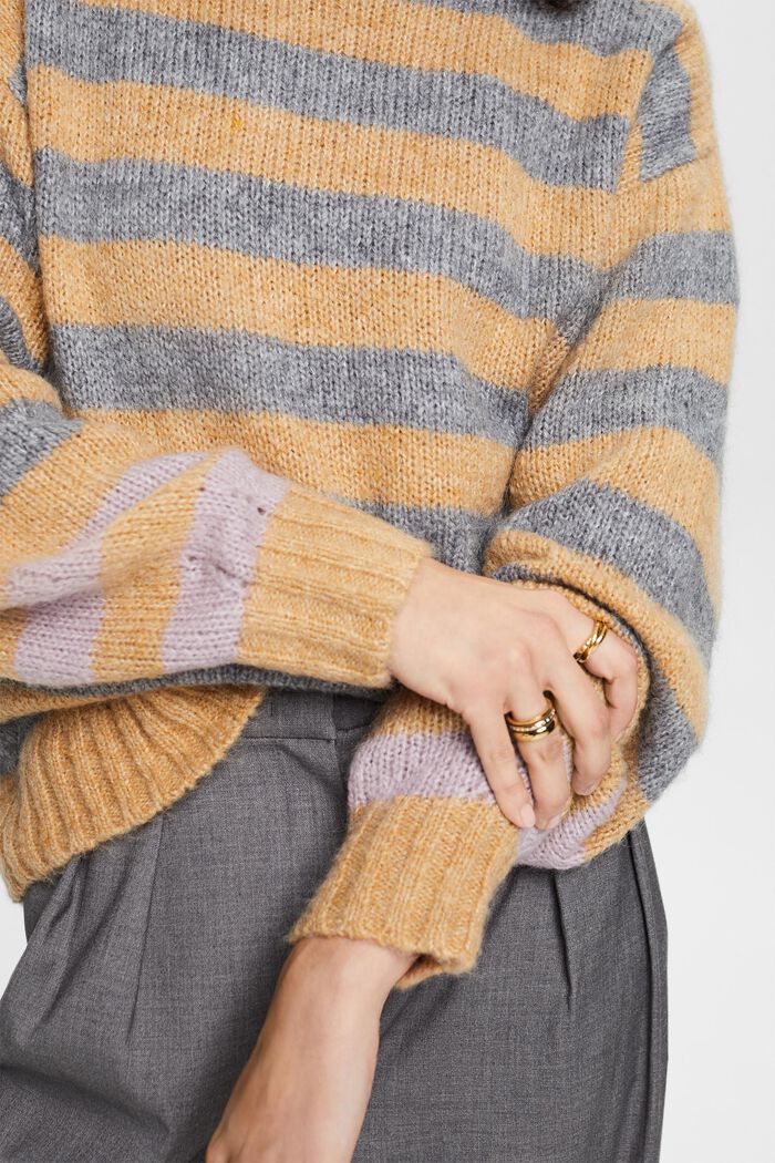 Pullover a righe in misto lana e mohair, DUSTY NUDE, detail image number 2