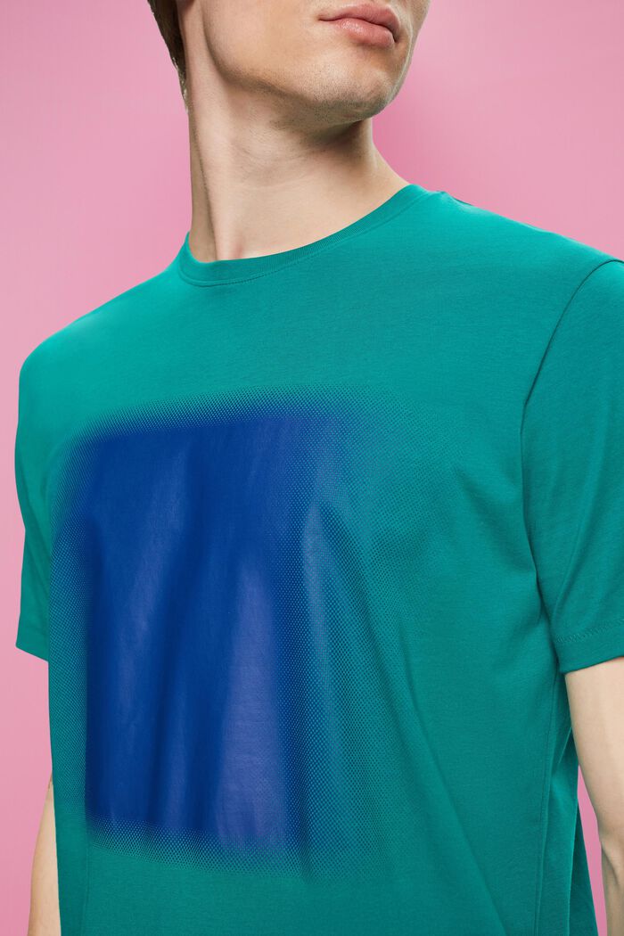 T-shirt in cotone con stampa, EMERALD GREEN, detail image number 2