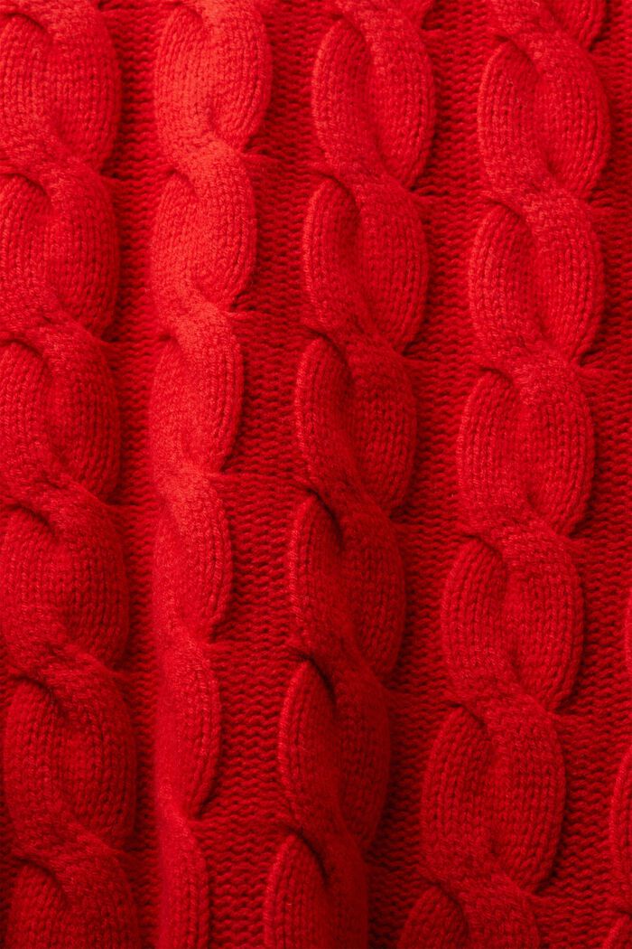 Pullover in maglia di lana intrecciata, DARK RED, detail image number 6