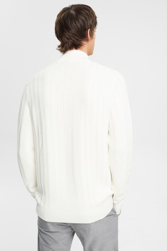 Pullover in maglia larga con zip di media lunghezza, OFF WHITE, detail image number 3