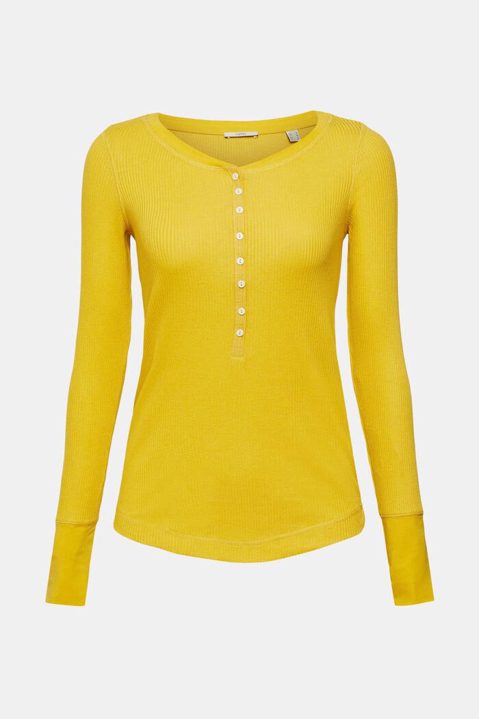 Maglia a maniche lunghe in stile henley, DUSTY YELLOW, detail image number 2
