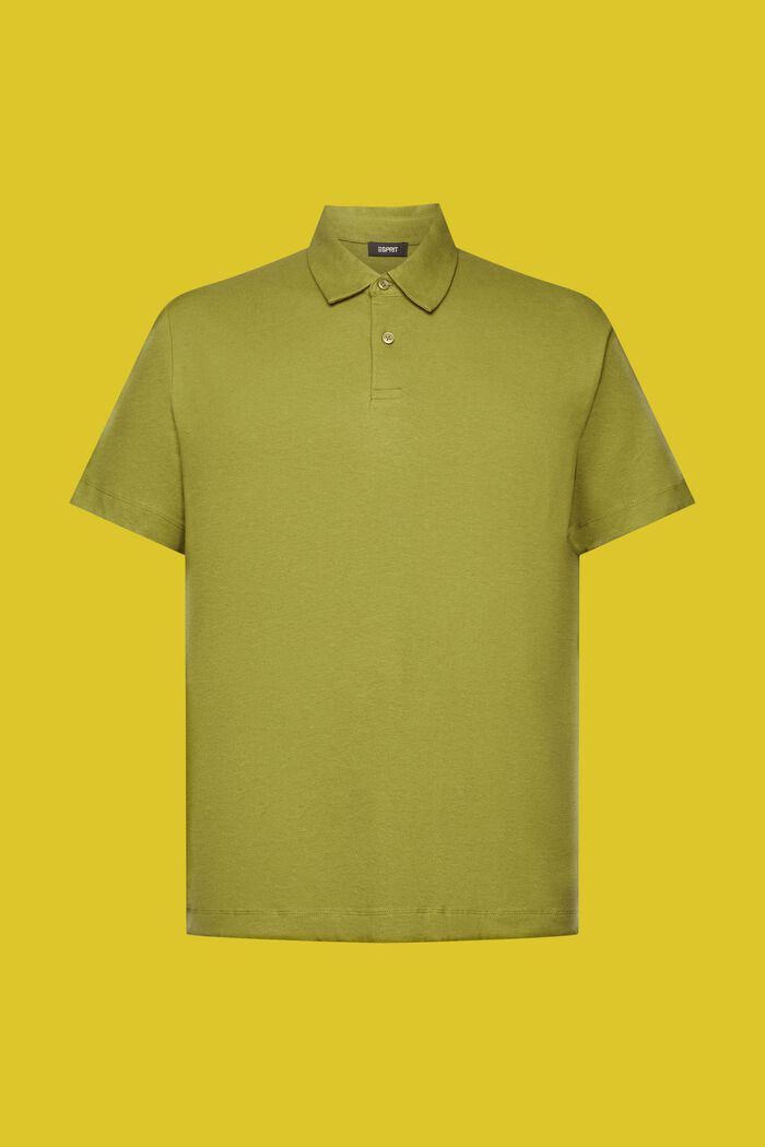 Polo in jersey, misto cotone e lino, LEAF GREEN, detail image number 6