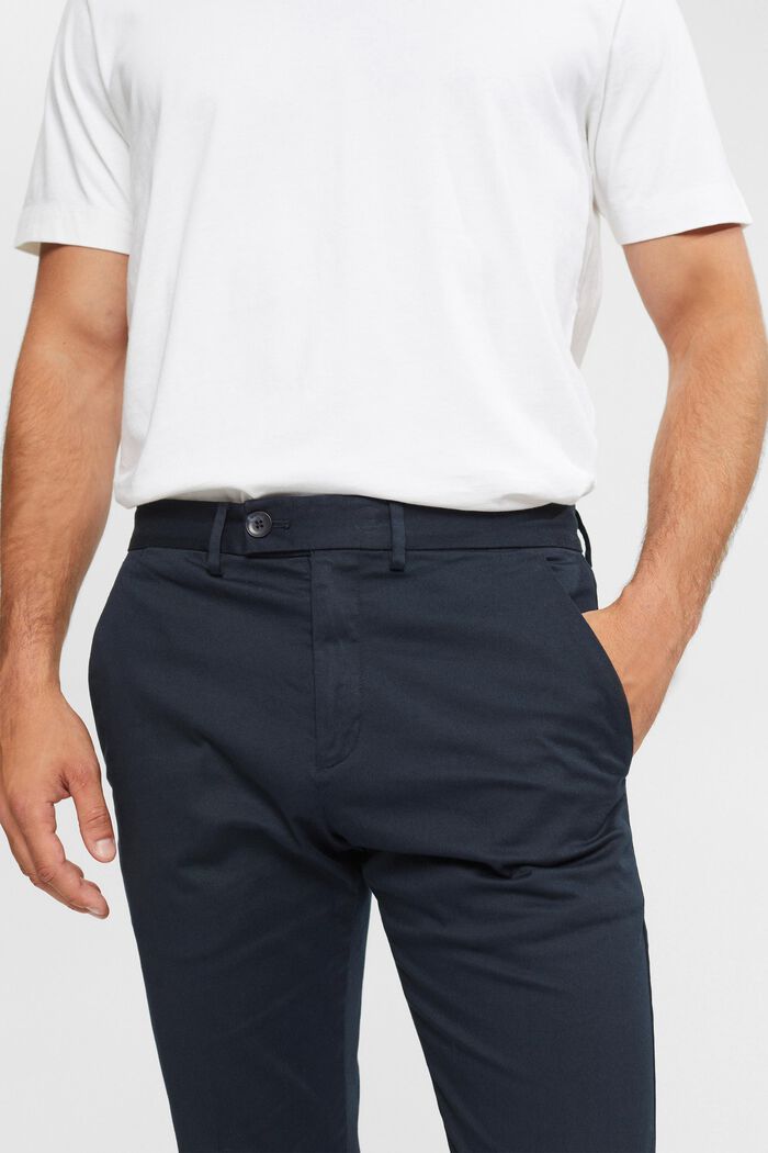 Pantaloni chino elasticizzati in cotone, NAVY, detail image number 0