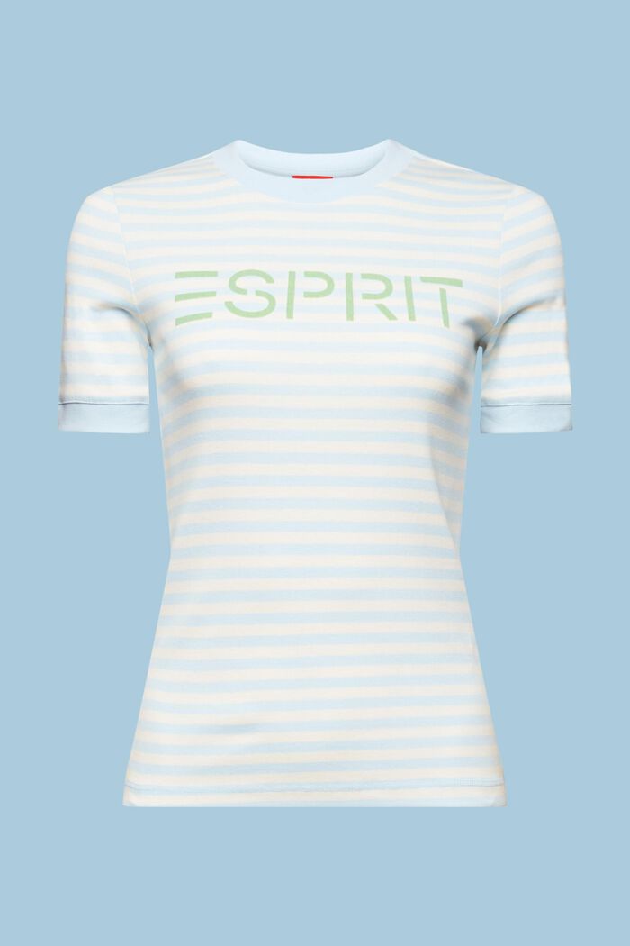 T-shirt in cotone a righe con stampa del logo, OFF WHITE, detail image number 6