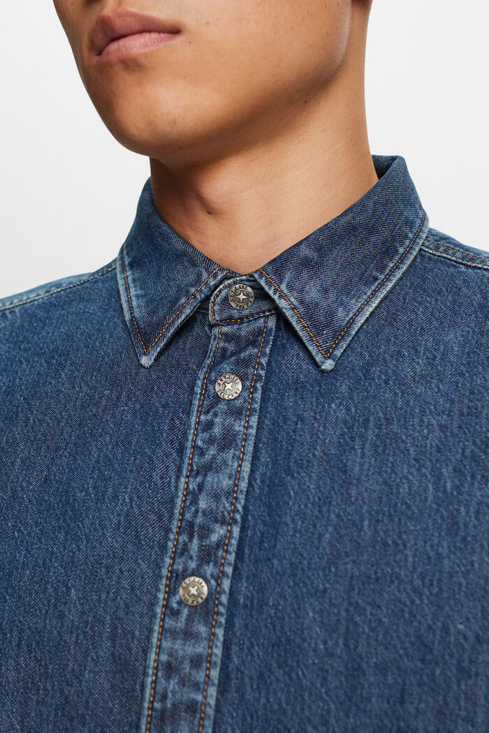 Camicia in jeans, 100% cotone, BLUE MEDIUM WASHED, detail image number 2