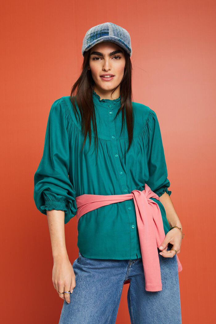 Blusa con rouches, EMERALD GREEN, detail image number 4