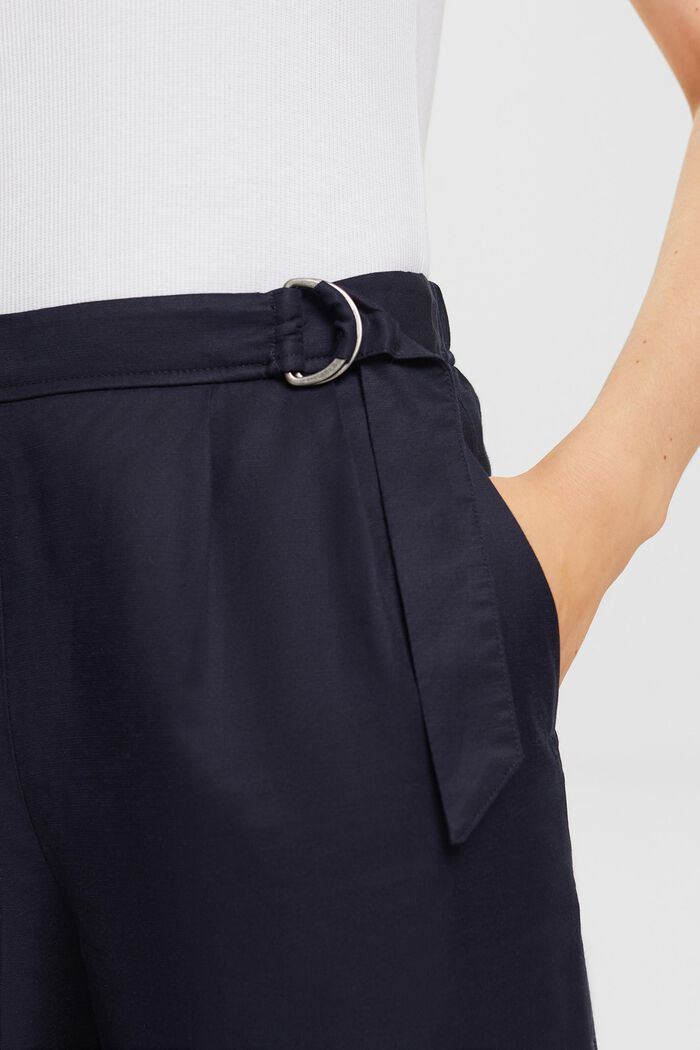 Pantaloni intessuti a gamba larga con cintura, NAVY, detail image number 2