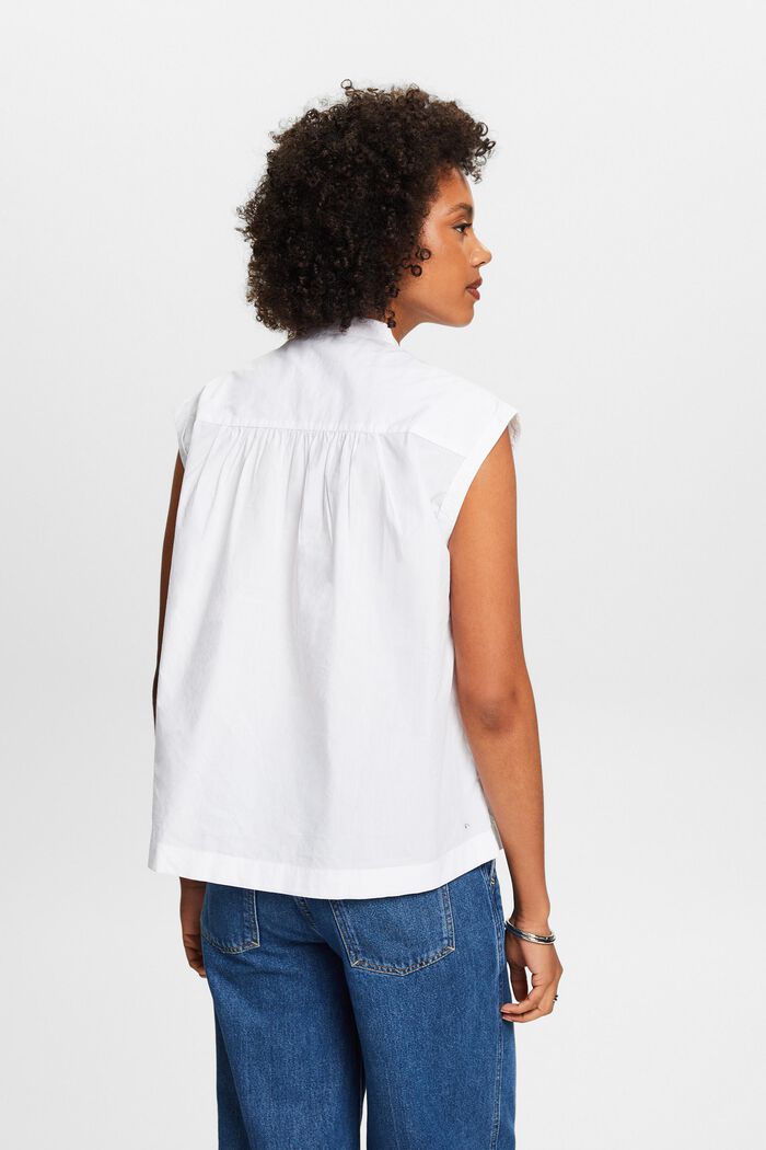 Blusa di cotone senza maniche, WHITE, detail image number 2