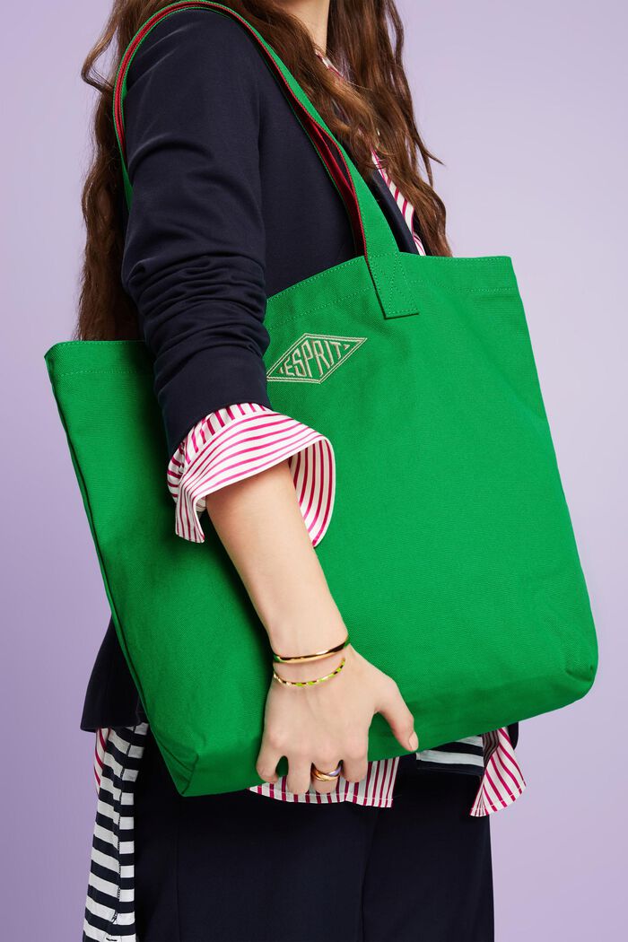 Tote Bag in cotone con logo, GREEN, detail image number 5