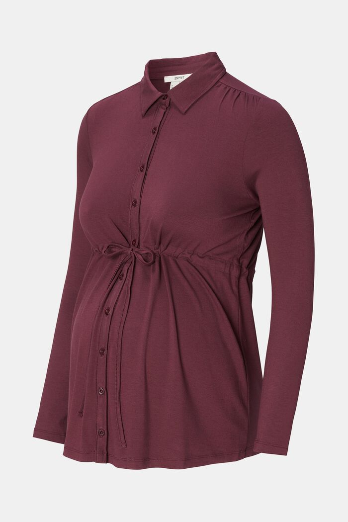 Blusa a maniche lunghe in jersey LENZING™ ECOVERO™, PLUM BROWN, detail image number 2