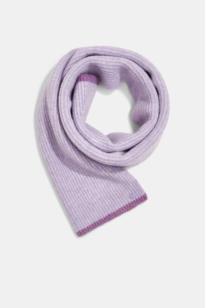 In materiale riciclato: Foulard con righe a contrasto, LAVENDER, detail image number 0