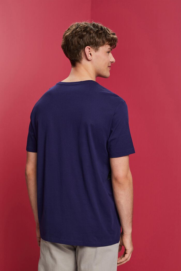 T-shirt girocollo con stampa, 100% cotone, DARK BLUE, detail image number 3