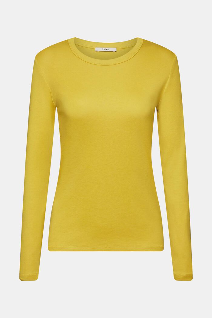 Top in cotone a maniche lunghe, DUSTY YELLOW, detail image number 7