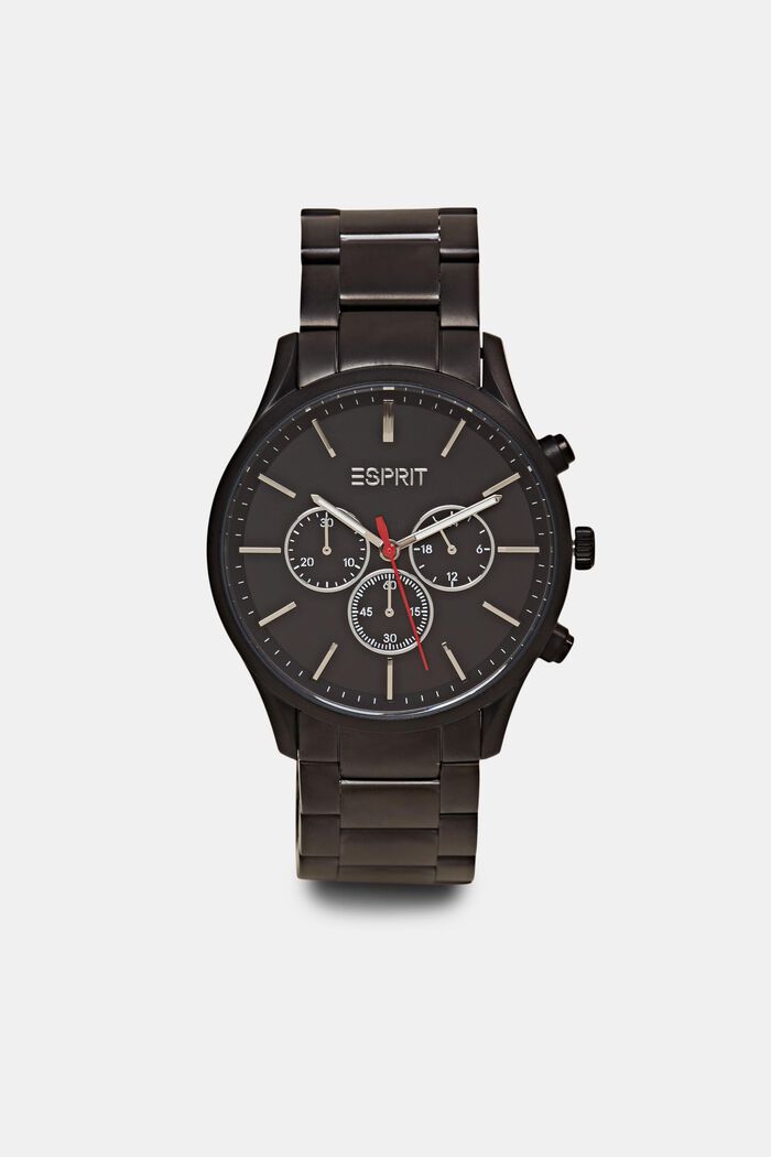 Cronografo in acciaio inossidabile con cinturino a maglie, BLACK, detail image number 0