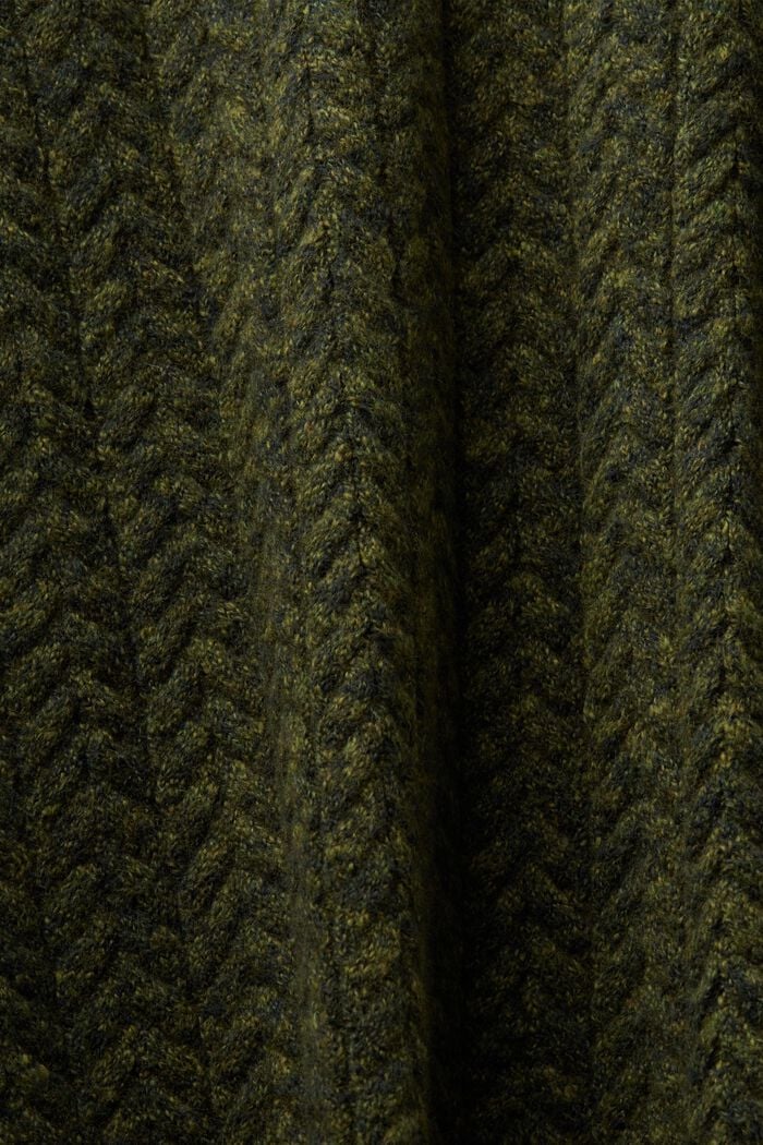 Pullover a girocollo in maglia intrecciata melange, OLIVE, detail image number 5