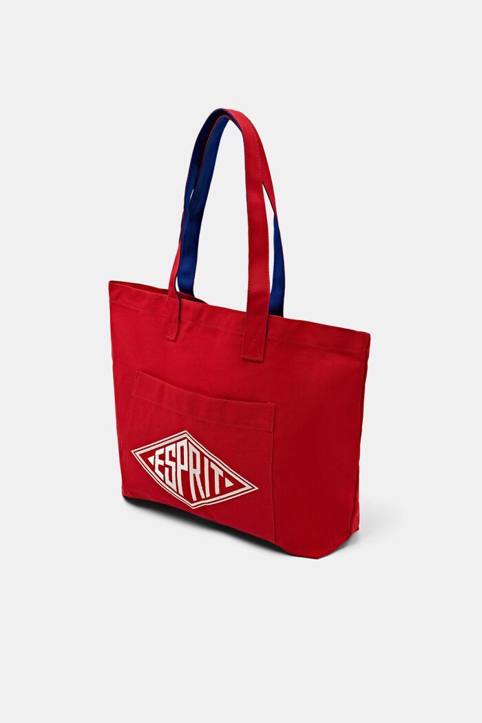 Tote Bag con logo in canvas, DARK RED, detail image number 2