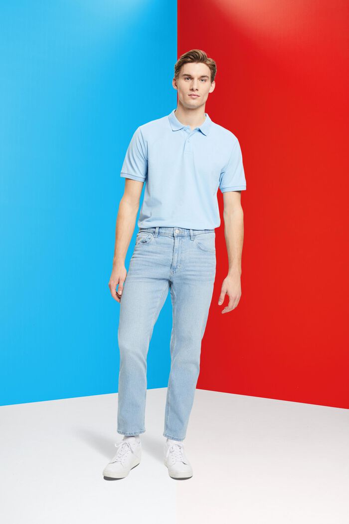 Polo Slim Fit in piqué di cotone, LIGHT BLUE, detail image number 4