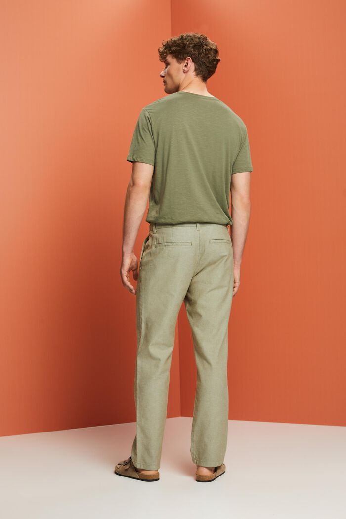 Pantaloni chino strutturati, 100% cotone, OLIVE, detail image number 3