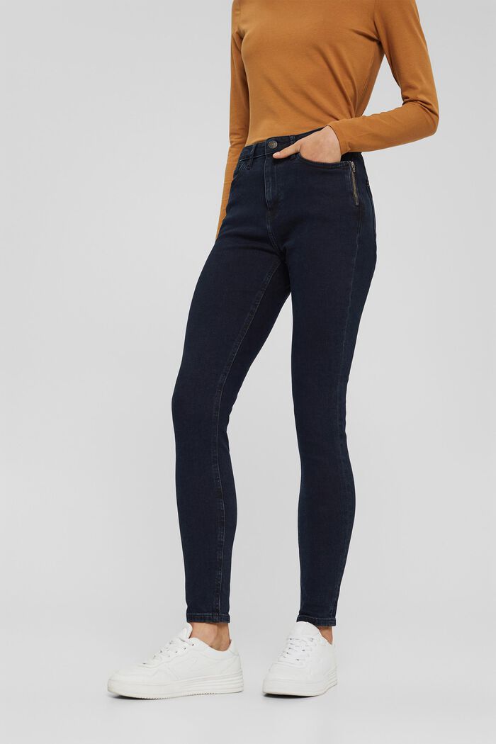 Jeans con vita alta in cotone biologico, BLUE BLACK, detail image number 0